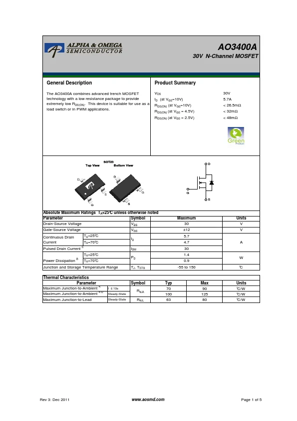 AO3400A component photo