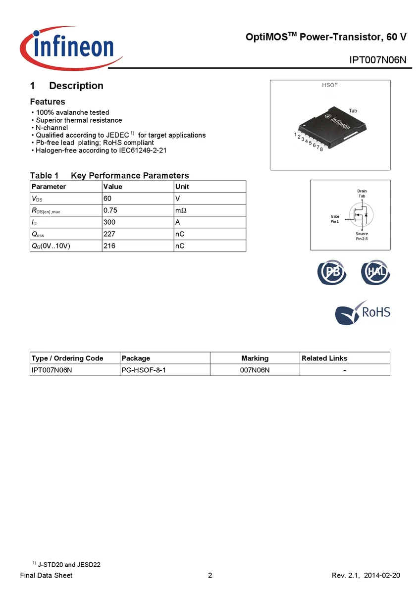 IPT007N06NM5 component photo