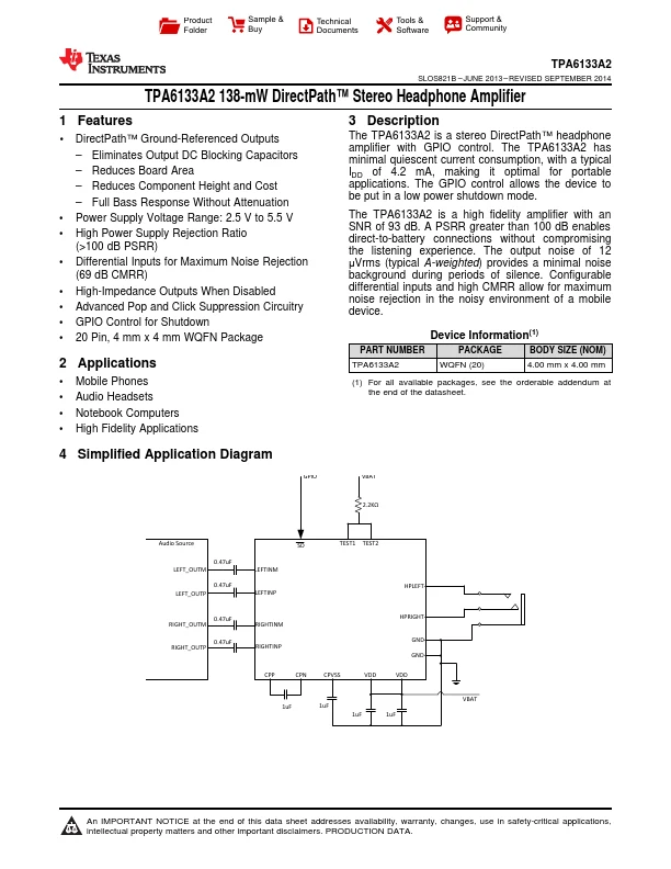 TPA6133A23RTJR component photo